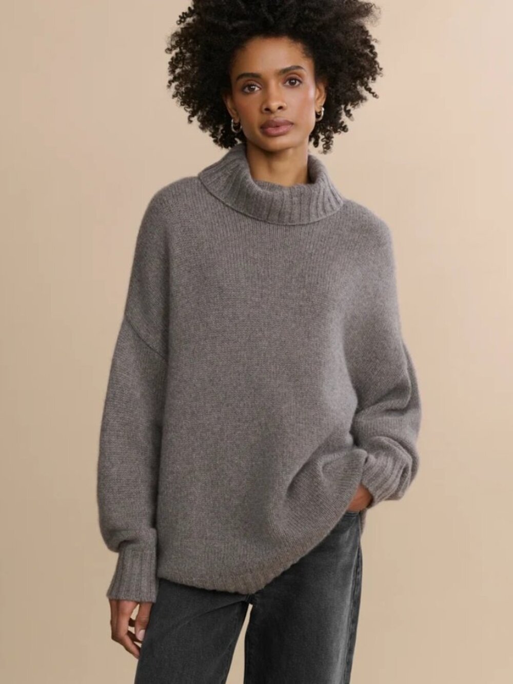 Jenni Kayne Small Porter Cashmere Turtleneck Sweater - Shadow - Size XS